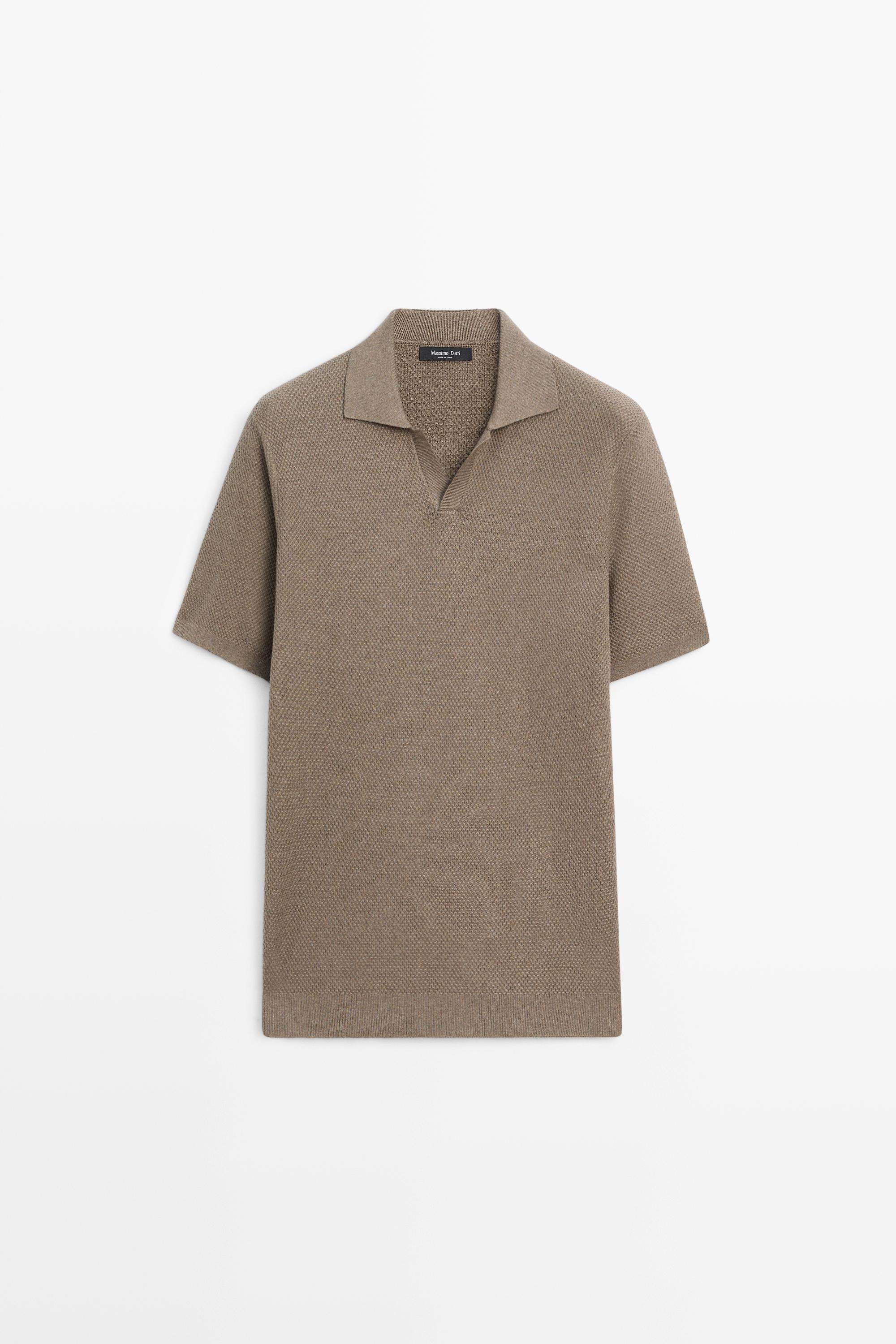 Polo en maille col V coton mélangé